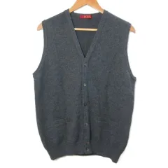 レセント LeCENT カシミヤニットベスト ジレ 前開き Vネック L グレー /X