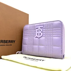 未使用級・付属品有り BURBERRY バーバリー ローラ コインケース キルティング TB パープル コンパクトウォレット レディース メンズ レザー 本革 ラウンドファスナー