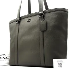 現行品・未使用級 COACH コーチ ゴッサム トートバッグ メンズ レディース ビジネス 大容量 レザー 本革 シボ革 A4 PC カーキ CU116