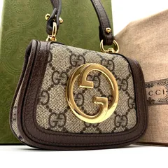 未使用級・付属品有り GUCCI グッチ ブロンディ ショルダーバッグ GGスプリーム インターロッキング ミニバッグ レザー 本革 PVC ブラウン ベージュ 598586