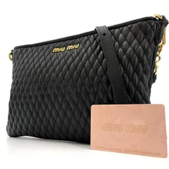 MIUMIU ミュウミュウ 2way ショルダーバッグ ポシェット レザー ギャザー 斜め掛け 黒