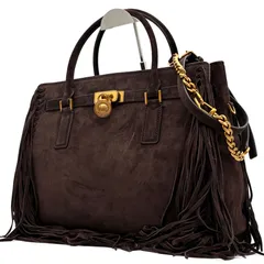 未使用に近いMICHAELKORS マイケルコース ハミルトンモダン 2way トートバッグ フリンジ スエード ロゴ金具 A4収納可 多収納 大容量 レディース ブラウン