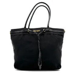 美品・正規品 PRADA プラダ トートバッグ ハンドバッグ ジャガード ゴールドロゴ 肩掛け A4◯ サイドボタン 白タグ レディース ブラック 黒