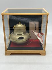 黄金茶釜 千利休 小釜 茶道具セット（ガラスケース・木札付き） - メルカリ