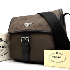 正規品 PRADA プラダ ショルダーバッグ 三角ロゴプレート トライアングルロゴ テスートナイロン 軽量 レザー 本革 ブラウン ブラック レディース メンズ