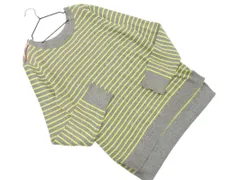 AMERICAN EAGLE アメリカンイーグル ボーダー ボートネック ニット セーター グレーｘ黄緑 ◇■ レディース