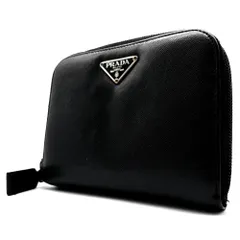 PRADA プラダ 二つ折り財布 三角ロゴプレート サフィアーノレザー 本革 ブラック メンズ レディース フォーマル ビジネス