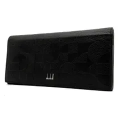 未使用に近い dunhill ダンヒル ベルグレイヴ オプティカル 長財布 ロゴ 大容量 多収納 ビジネス 小銭入れあり ブラック エンボス レザー