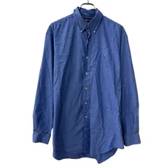 90s Ralph Lauren 長袖 無地シャツ L～ ブルー ラルフローレン ボタンダウン ワンポイントロゴ 長袖シャツ トップス 春物 a802-5937