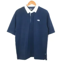 ザノースフェイス THE NORTH FACE ショートスリーブラグビーポロ NT22035 半袖 ロゴ刺繡 アウトドアウェア L ネイビー ホワイト /X