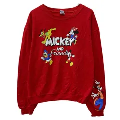 Disney MICKEY AND FRIENDS プリントスウェット トレーナー M レッド ディズニー ミッキーアンドフレンズ プルオーバー 春秋物 a802-5965