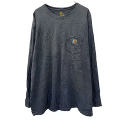 carhartt 長袖 ロゴTシャツ 2XL グレーカーハート プルオーバー オリジナルフィット ビックサイズ 胸ポケット ワンポイント 春物 a802-5966