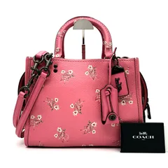 極美品 COACH コーチ ローグ25 2way フローラル 花柄 レザー ハンドバッグ ショルダーバッグ レディース ピンク