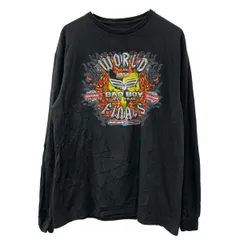 長袖 プリントTシャツ M～ ブラック プルオーバー ワールド・オブ・アウトローズ・ファイナルズ ビックプリント 春物 a802-5970