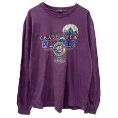 USA製 anvil 長袖 プリントTシャツ L パープル アンビル プルオーバー ビックプリント ロンT アメリカ製 気球 春物 a802-5971