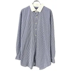 90s Polo Ralph Lauren 長袖 ストライプシャツ XL～ ブルー ホワイト ポロ ラルフローレン シンプル 長袖シャツ トップス 春物 a802-5977
