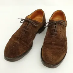 Hand benched hand finished by craftsmen スウェード メダリオン ウイングチップ シューズ 9.5 ブラウン