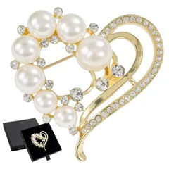 GOKEI ブローチ ピン 胸飾り ジルコニア 結婚式 おしゃれ フラワー リボン 花輪 リーフ 花 シルバー 入学式 入園式 卒園式 卒業式 キルトピン 大人 フォーマル セレモニー パール ハート ゴールド 1