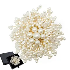 GOKEI ブローチ ピン 胸飾り ジルコニア 結婚式 おしゃれ フラワー リボン 花輪 リーフ 花 シルバー 入学式 入園式 卒園式 卒業式 キルトピン 大人 フォーマル セレモニー パール フラワー ゴールド 1