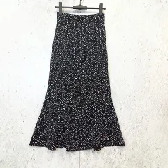 Heather ヘザー ロングスカート ドット柄 マーメイド タイト 総柄 ブラック Fサイズ □〇☆