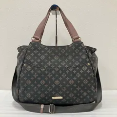 183　russet　ラシット　トートバッグ　 2way　ショルダーバッグ　モノグラム　 総柄　グレー×ピンク系　ナイロン　 レザー　レディース