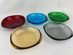 A-3.昭和レトロ　小皿　５枚セット　ガラス皿　フルーツ皿　ケーキ皿