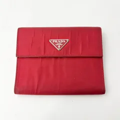 プラダ 三つ折り財布 三角プレート レッド ナイロン　1724