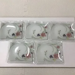 コ　高島屋 FCGRASS　小皿　5枚セット　花柄　ガラス　日本製