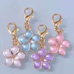 【297】ミニサイズ♡ファスナーチャーム♡4個セット♡お花♡キーホルダーチャーム♡