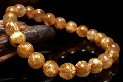 【１点物】AA+☆板状金針 ゴールドルチルクォーツ　8mm　ブレスレット パワーストーン 天然石 _MC6012