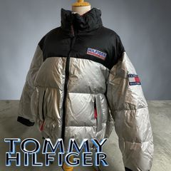 90s トミーヒルフィガー ロングダウンコート シルバー M VINTAGE