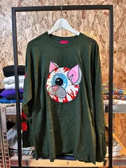 【入荷】MISHKA（ミシカ）KEEP WATCH CAT Long Sleeve Tee / White / dark greenのサムネイル