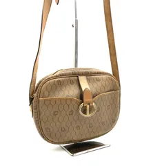 ■良品■Christian Dior クリスチャンディオール　ハニカム柄　CDロゴ金具付き ショルダーバッグ　PVC×レザー ブラウン×ベージュ　ゴールド金具　フランス製　斜めがけ　クロスボディ　レディース　ラグジュアリー　高級　ハイブランド