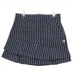 【超美品】パーリーゲイツ スカート ネイビー×白 英字ロゴストライプ ストレッチ  レディース 0(S) ゴルフウェア PEARLY GATES