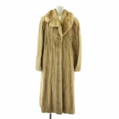 エンバ EMBA ミンクファー ロング コート アウター 毛皮 裏地刺繍 11 L ベージュ /XZ ■GY18