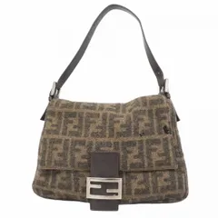 【6bd4673】フェンディ ハンドバッグ ズッカ マンマバケット ニット ブラウン シルバー金具【中古】レディース