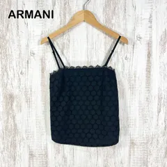 新品未使用 美品 00s ARMANI JEANS アルマーニジーンズ カットワーク刺繡 バックギャザー キャミソール ブラック レディース ノースリーブ トップス y2k 平成ギャルのサムネイル
