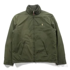 Polo Ralph Lauren 90年代 フード収納式 ハリントンジャケット M カーキ ドローコード 中綿 フリース裏地 スモールポニー刺繍
