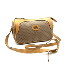 ■美品■GUCCI グッチ　マイクロGG ショルダーバッグ 斜めがけ　クロスボディ　コーティングキャンバス×レザー ブラウン系　ゴールド金具　GG総柄　インターロッキングGロゴプレート　イタリア製　刻印あり　001・115・0443 レディース　オールドグッチ