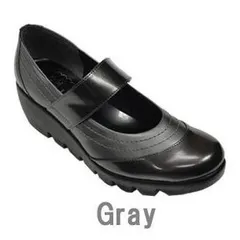 グレー　First Contact(ファーストコンタクト)　日本製 美脚 カジュアルパンプス レディース ウエッジソール　011