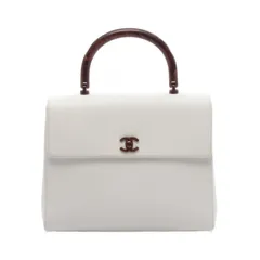 シャネル CHANEL ハンドバッグ ココマーク プラスチックハンドルバッグ ホワイト レザー ココマーク ハンドバッグ レディース Used B