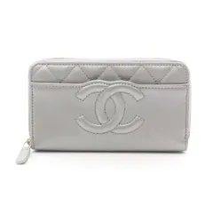シャネル CHANEL ラウンド財布 マトラッセ シルバー ラムスキン（羊革） マトラッセ ココマーク ラウンド財布 レディース Used A
