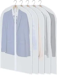 EINEY 洋服カバー 衣類カバー 防塵カバー 防虫 防カビ スーツカバー ファスナー式 衣類ダストカバー 半透明 中身が見えるカバー (60x100cm 5枚)のサムネイル