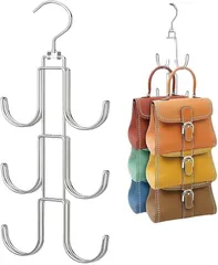 EINEY バッグハンガー 回転フック バッグ収納ラック 鞄ハンガー クローゼット 吊り下げ収納 小物収納 帽子 衣類 コート掛け 玄関ハンガー 省スペースラック (シルバー,  普通)のサムネイル