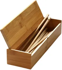 EINEY カトラリーケース 箸入れ フタ付き 箸ケース キッチン収納 卓上用品 お箸 箸箱 竹製 家庭用 業務用 (ブラウン)