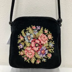9799　FEILER　フェイラー　ショルダーバッグ　ブラック　黒　花柄　フラワー　レディース　シュニール織り　小さめ　ミニ