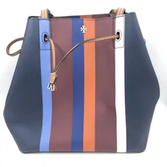 【中古】TORY BURCH ストライプ柄 トートバッグ マルチカラー 10005607 06-16 ﾄﾘｰﾊﾞｰﾁ[24]