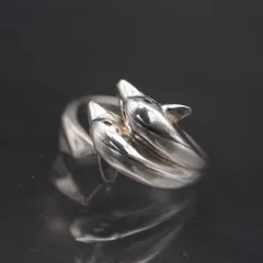 Q952 ヴィンテージ 925刻印 リング イルカ ドルフィン デザイン シルバー 指輪 16号