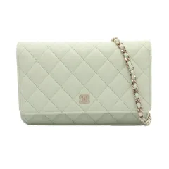 シャネル CHANEL ショルダーバッグ マトラッセ ミント レザー カーフ（牛革） マトラッセ チェーンウォレット レディース Used A
