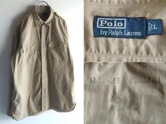 希少 90s-00sビンテージ Polo by Ralph Lauren ラルフローレン R.L.-21 KAUAI ステンシル ロゴプリント ミリタリーシャツ L 綿100% USA企画